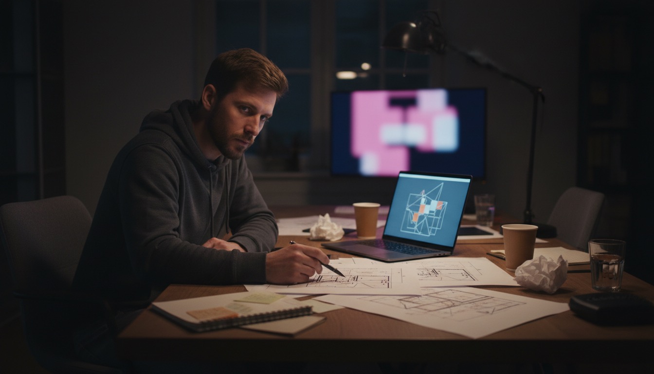 Pharmacien en train de reprendre une activité sur ordinateur dans une officine